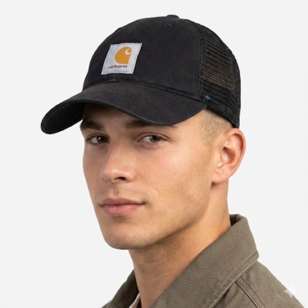 Carhartt workwear trucker hat mesh back black snapback